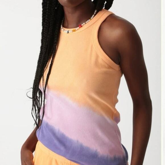 ELECTRIC & ROSE Anthropologie Sinclair Rib Tank Violet Melon Tie-Dye Top - Small - Picture 1 of 5